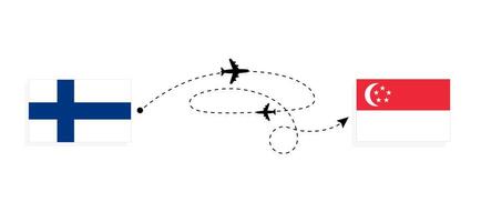 vuelo y viaje desde finlandia a singapur por concepto de viaje en avión de pasajeros vector