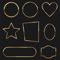 Collection of golden shiny frame set isolated on dark background vector