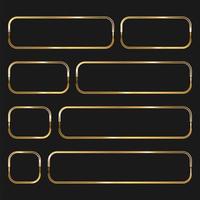 Collection of golden shiny frame set isolated on dark background vector