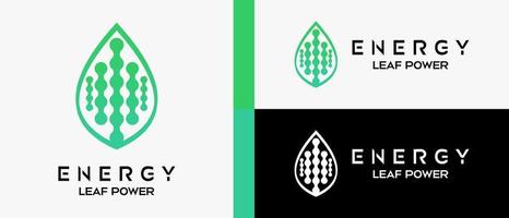 leaf energy logo design template with dot element. vector abstract logo illustration