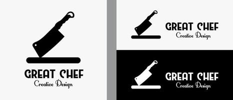chef knife logo design template with silhouette in creative and simple concept. premium vector logo illustration