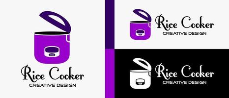 rice cooker logo design template in modern and simple style. premium vector logo illustration
