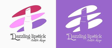 lipstick logo design in silhouette with creative doodle concept. premium vector makeup or lifestyle logo illustration