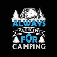 diseño de camiseta de camping vector