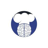 concepto de diseño de logotipo de vector de chef inteligente. icono de cerebro y sombrero de chef.