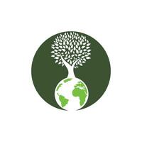 Globe tree vector logo design template. Planet and eco symbol or icon.