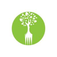 diseño de logotipo de vector de árbol de horquilla. concepto de logotipo de restaurante y agricultura.