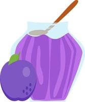 Plum jam in a jar. vector