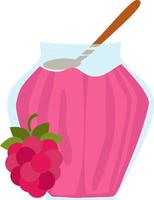 Raspberry jam in a jar. vector