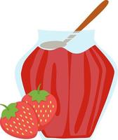 Strawberry jam in a jar. vector