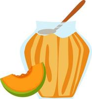 Melon jam in a jar. vector