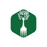 diseño de logotipo de vector de árbol de horquilla. concepto de logotipo de restaurante y agricultura.