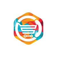 Shopping call vector logo design template illustration. Shopping cart and handset icon.