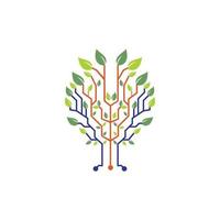 Tech tree vector logo design template. Connecting network tree icon logo.