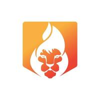 Lion fire vector logo design template. Creative lion fire or lion flame logo design concept.