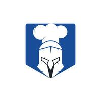 Spartan chef vector logo design template. Minimal logo of chef warrior with chef hat vector illustration.