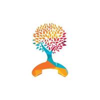 Nature call vector logo design. Handset tree icon design template.