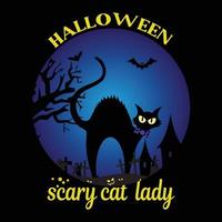 Best Halloween cat lady tendy t-shirt design vector