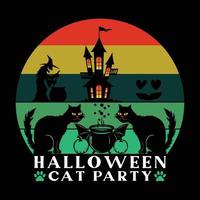 mejor diseño de camiseta de fiesta de gato de halloween vector