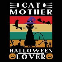 mejor diseño de camiseta de madre de gato de halloween vector