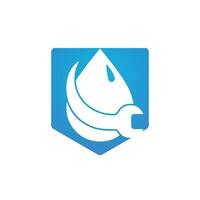 plantilla de vector de ilustración de logotipo de fontanería. diseño de logotipo vectorial de gotas de llave y agua.