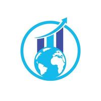 plantilla de diseño de logotipo vectorial de estadísticas mundiales. concepto de diseño del logotipo de finanzas mundiales. vector
