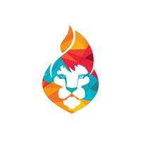 Lion fire vector logo design template. Creative lion fire or lion flame logo design concept.