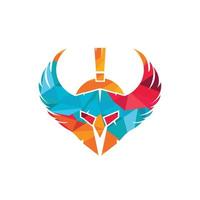 Spartan warrior with wings vector logo design. Warrior knight logo concept design.