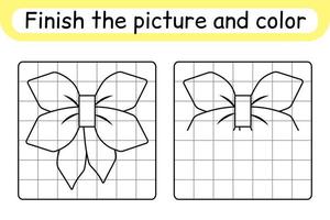 completa el arco de la imagen. copiar la imagen y el color. terminar la imagen. libro de colorear. juego educativo de ejercicios de dibujo para niños vector