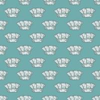 High chef hat engraved seamless pattern. Kitchen traditional element in hand drawn style. vector