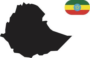 mapa y bandera de etiopía vector