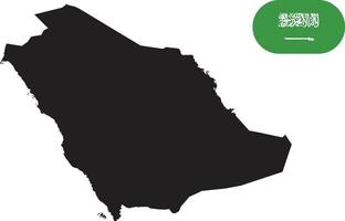 mapa y bandera de arabia saudita vector