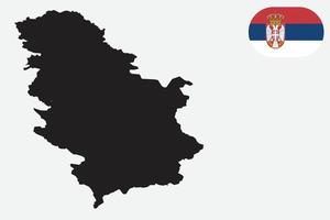 mapa y bandera de serbia vector