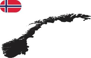 map and flag of Norway vector