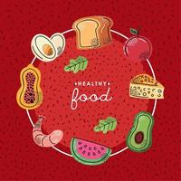 healthy food lettering vector