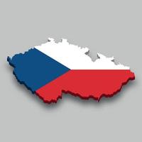 3d isometric Map of Czech Republic with national flag. vector