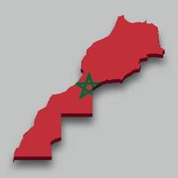 3d isometric Map of Morocco with national flag. vector