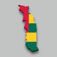 3d isometric Map of Togo with national flag. vector