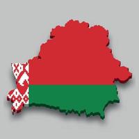 3d isometric Map of Belarus with national flag. vector