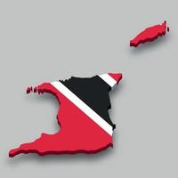 Mapa isométrico 3d de trinidad y tobago con bandera nacional. vector