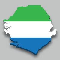 Mapa isométrico 3d de sierra leona con bandera nacional. vector