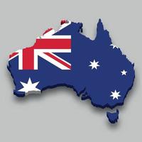 3d isometric Map of Australia with national flag. vector