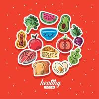 healthy food lettering vector
