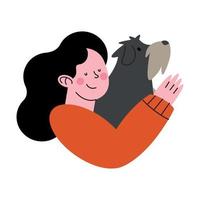 mujer y perro vector