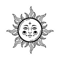 sol con cara astrología vector