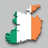 3d isometric Map of Ireland with national flag. vector