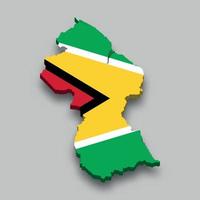 3d isometric Map of Guyana with national flag. vector