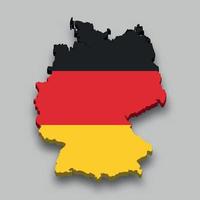 Mapa isométrico 3D de Alemania con bandera nacional. vector