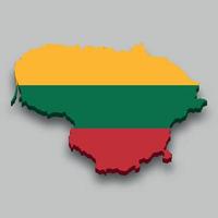 3d isometric Map of Lithuania with national flag. vector