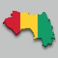 Mapa isométrico 3d de guinea con bandera nacional. vector